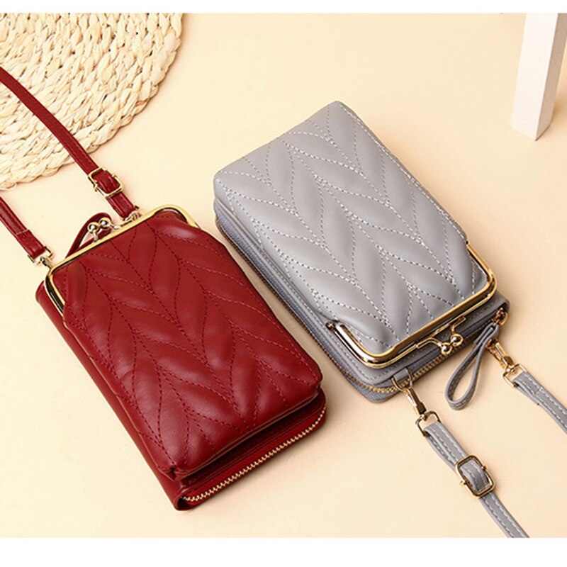 Bolso de hombro con bolsillo para teléfono de diseñador con Clip para mujer, bandolera pequeña de piel sintética suave para mujer, bolso de mensajero para mujer