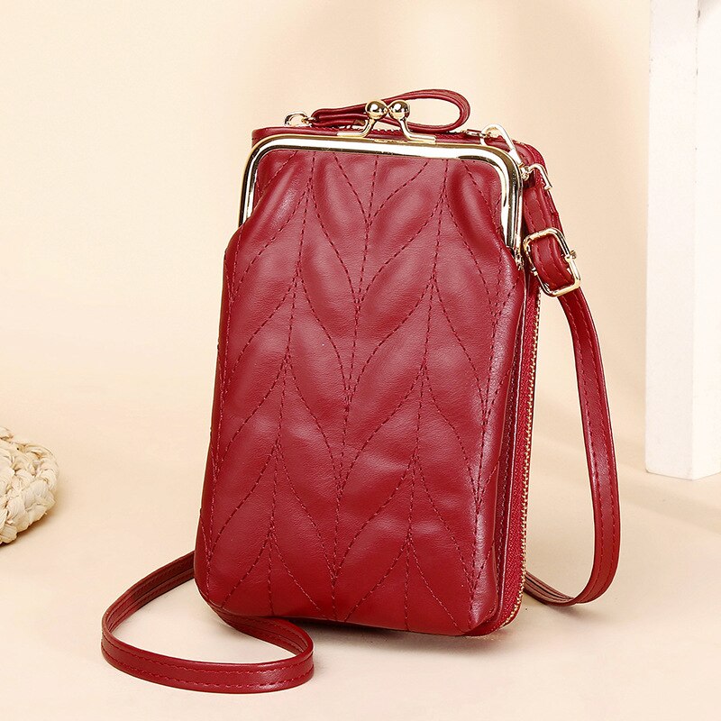 Bolso de hombro con bolsillo para teléfono de diseñador con Clip para mujer, bandolera pequeña de piel sintética suave para mujer, bolso de mensajero para mujer