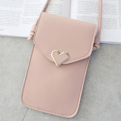 Bolso de teléfono móvil Simple Retro con pantalla táctil transparente, bolso de mensajero con cadena de PU para mujer, bolso pequeño con solapa, Mini bolso de hombro, billetera