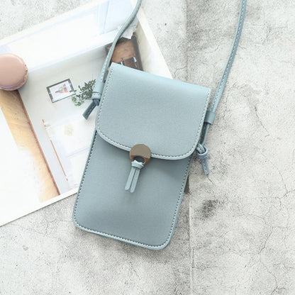 Bolso de teléfono móvil Simple Retro con pantalla táctil transparente, bolso de mensajero con cadena de PU para mujer, bolso pequeño con solapa, Mini bolso de hombro, billetera