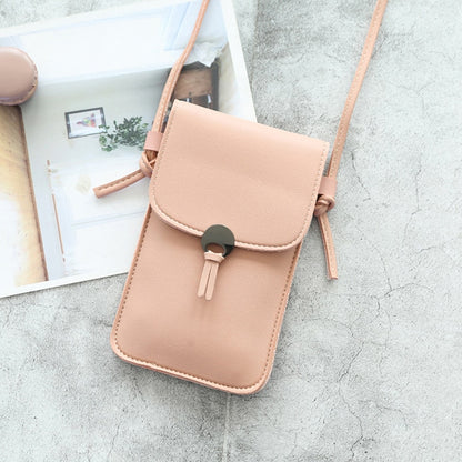 Bolso de teléfono móvil Simple Retro con pantalla táctil transparente, bolso de mensajero con cadena de PU para mujer, bolso pequeño con solapa, Mini bolso de hombro, billetera